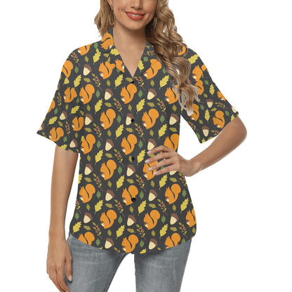 Squirrel Print Design LKS301 Women's Hawaiian Shirt