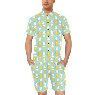 Christian Pattern Print Design 02 Men's Romper