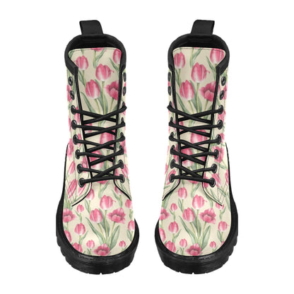 Tulip Pink Pattern Print Design TP06 Women's Boots