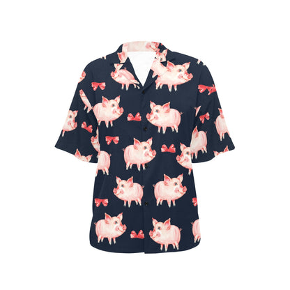 Pig Cute Pattern Print Design 02 Women's Hawaiian Shirt