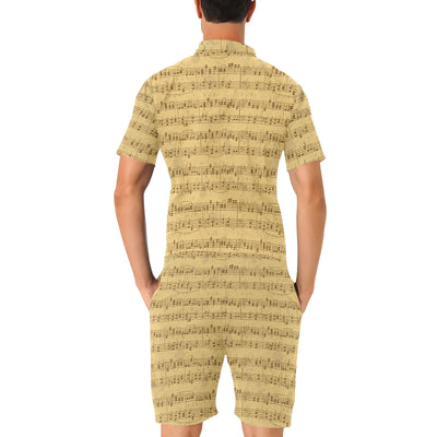 Music Note Vintage Themed Print Men's Romper