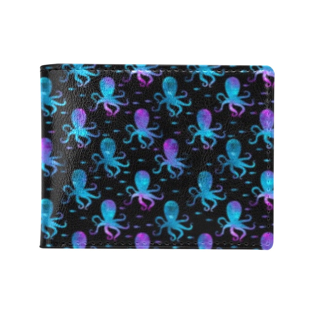 Octopus Blue Design Print Themed Men's ID Card Wallet