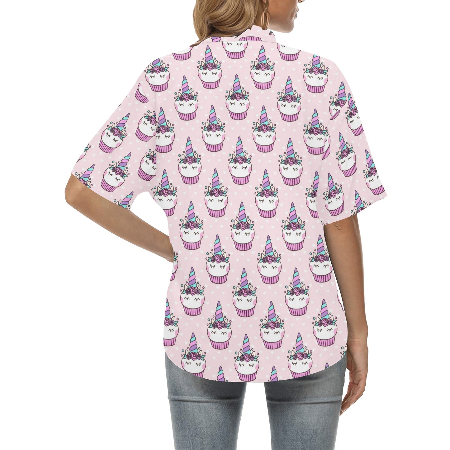 Cupcakes Unicorn Print Pattern Women's Hawaiian Shirt