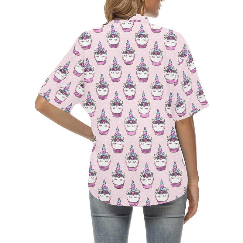Cupcakes Unicorn Print Pattern Women's Hawaiian Shirt