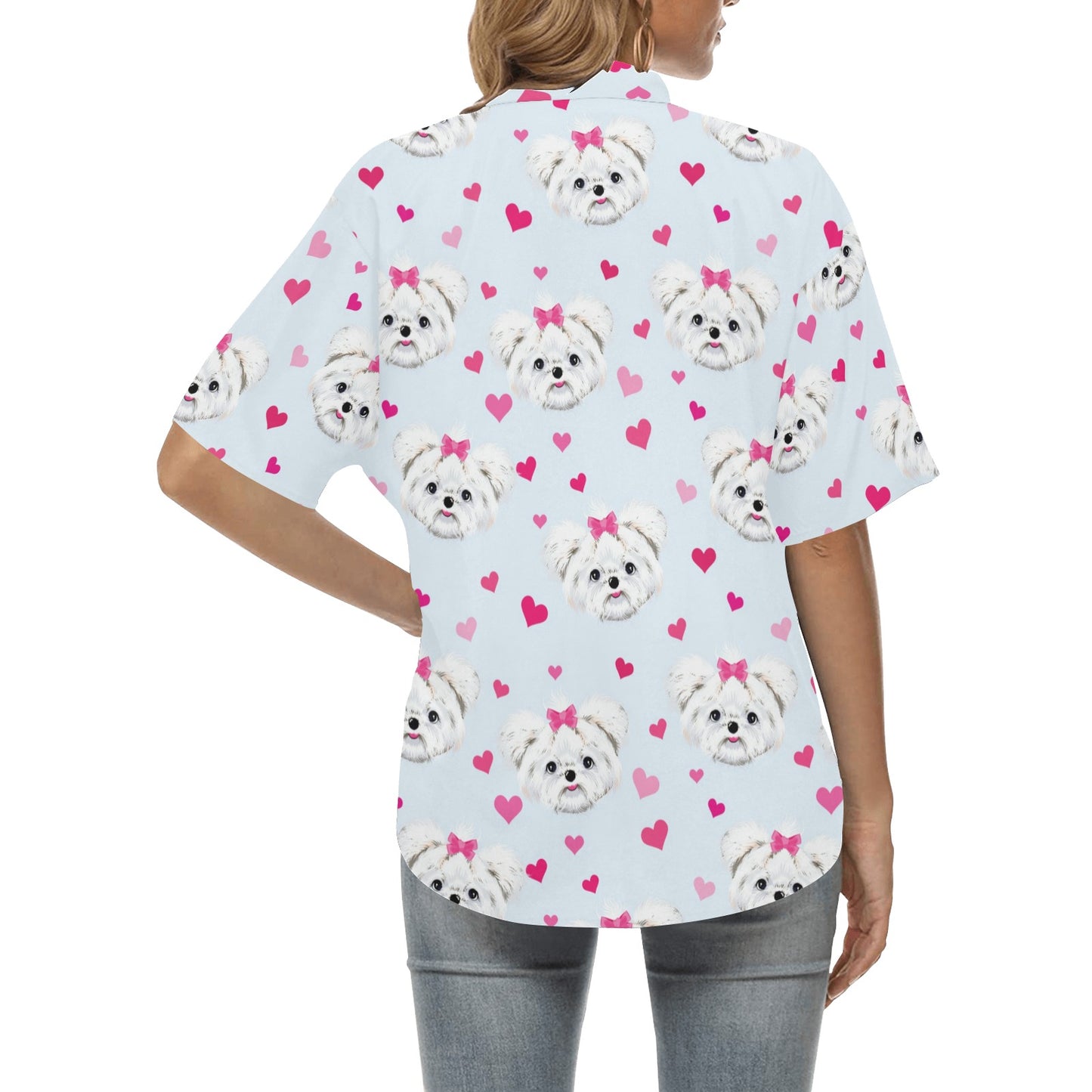 Maltese Pattern Print Design 03 Women's Hawaiian Shirt