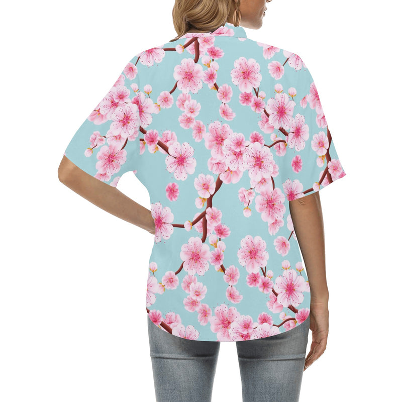 Cherry Blossom Pattern Print Design CB04 Women's Hawaiian Shirt