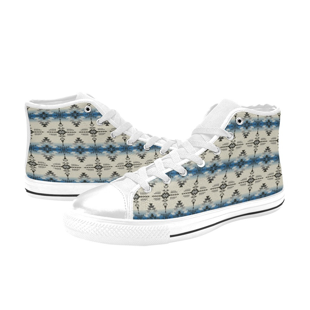 Southwest Pattern Print Design LKS304 High Top Women's White Shoes