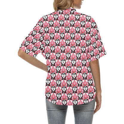 Siberian Huskies Christmas Themed Print Design LKS302 Women's Hawaiian Shirt