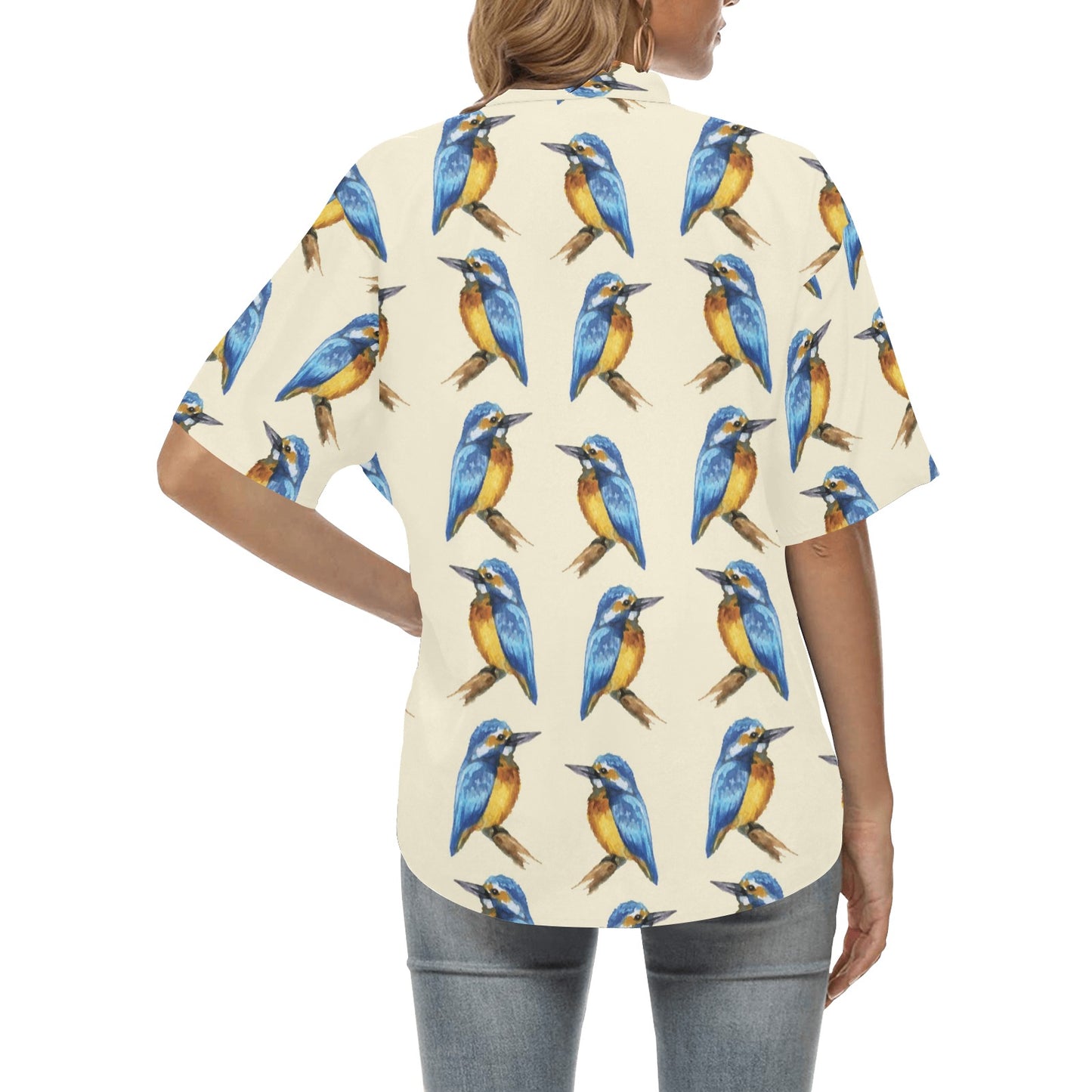 Kingfisher Pattern Print Design 01 Women's Hawaiian Shirt