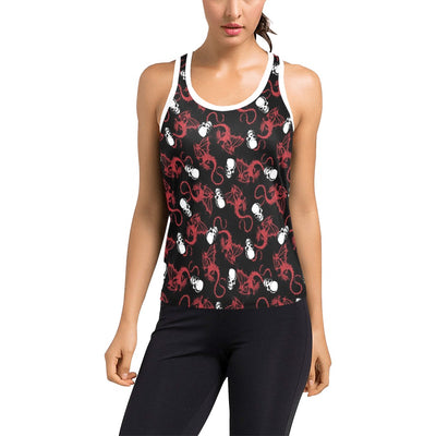 Skull With Red Dragon Print Design LKS304 Women's Racerback Tank Top