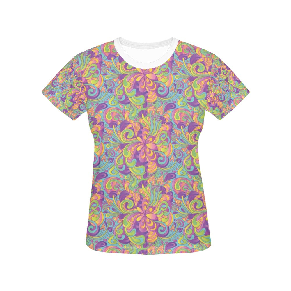 Trippy Print Design LKS306 Women's  T-shirt