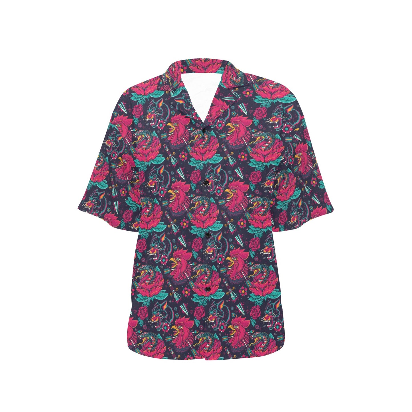 Old School Tattoo Print Women's Hawaiian Shirt