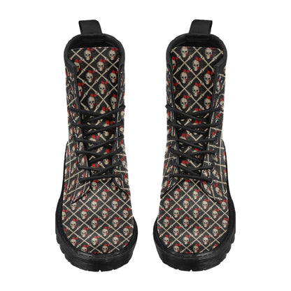 Skull Roses Bone Design Themed Print Women's Boots