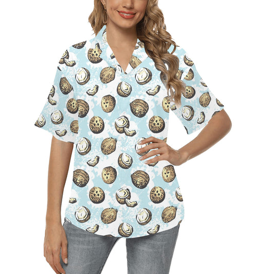 Coconut Pattern Print Design CN01 Women's Hawaiian Shirt