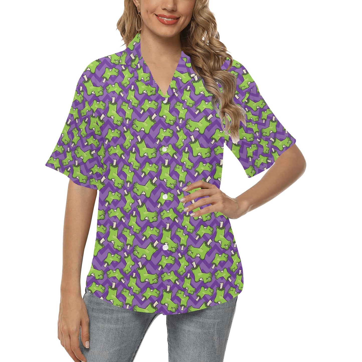 Zombie Foot Design Pattern Print Women's Hawaiian Shirt