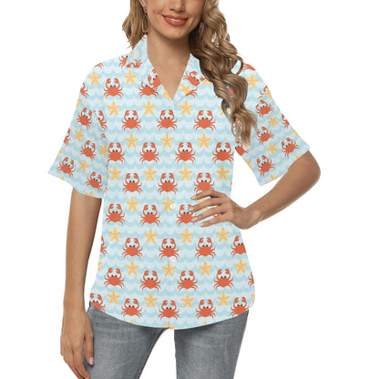 Crab Pattern Print Design 03 Women's Hawaiian Shirt