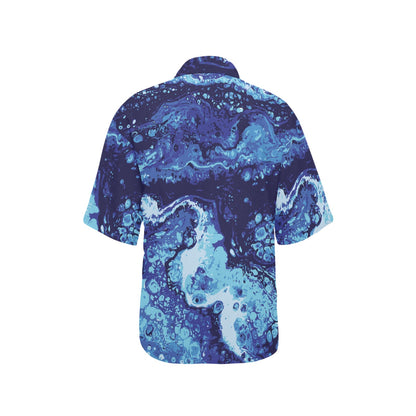 Ocean Liquid Pattern Print Design A03 Women's Hawaiian Shirt