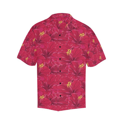 Hibiscus Red Pattern Print LKS308 Men's Hawaiian Shirt