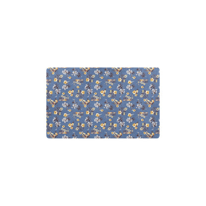 Hawaiian Flower Blue Print Kitchen Mat
