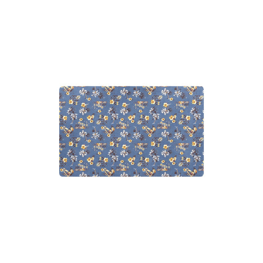 Hawaiian Flower Blue Print Kitchen Mat