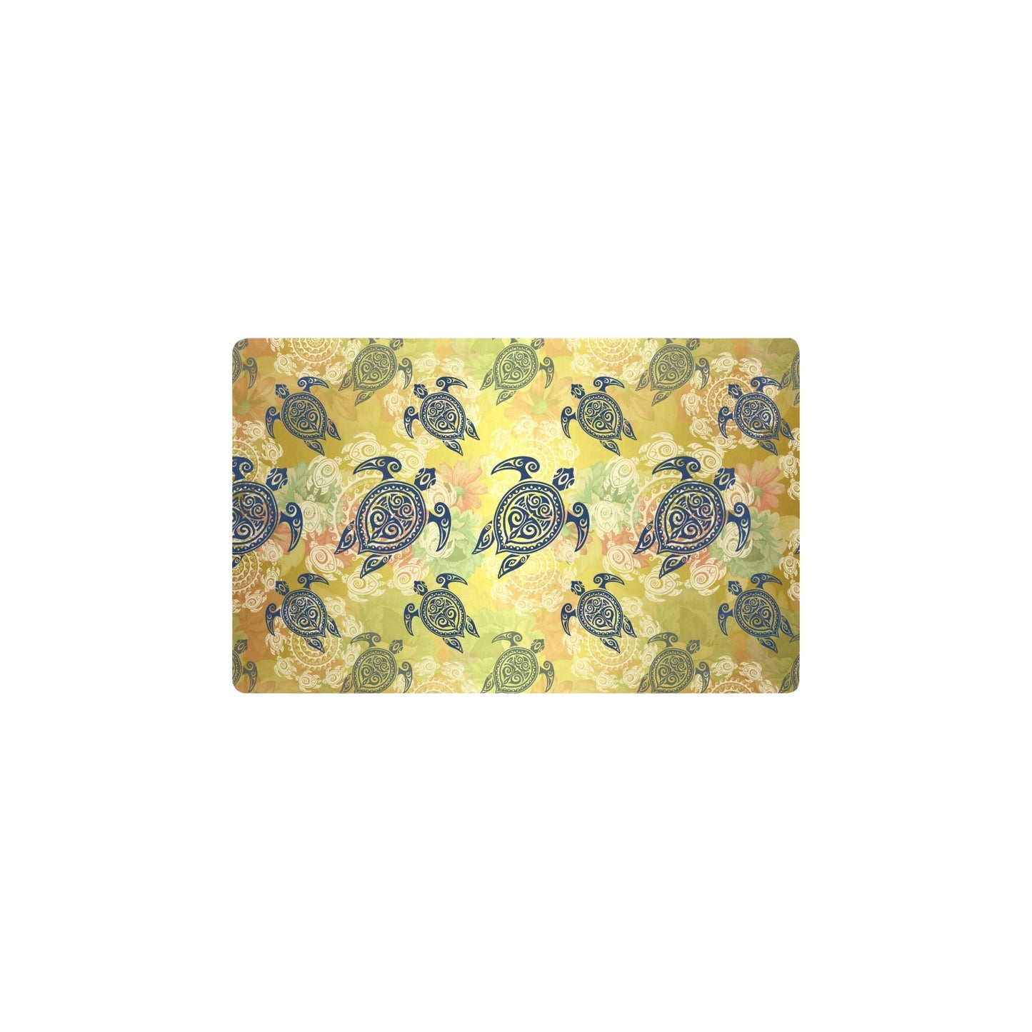 Hawaiian Turtle Tribal Design Print Kitchen Mat