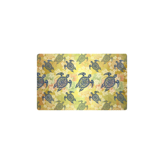 Hawaiian Turtle Tribal Design Print Kitchen Mat