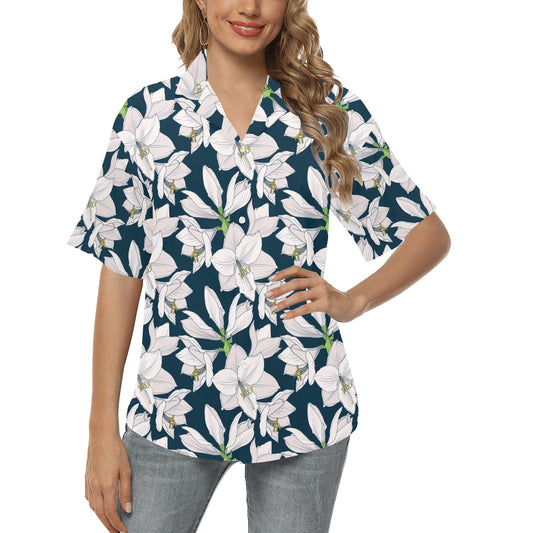 Amaryllis Pattern Print Design AL01 Women's Hawaiian Shirt