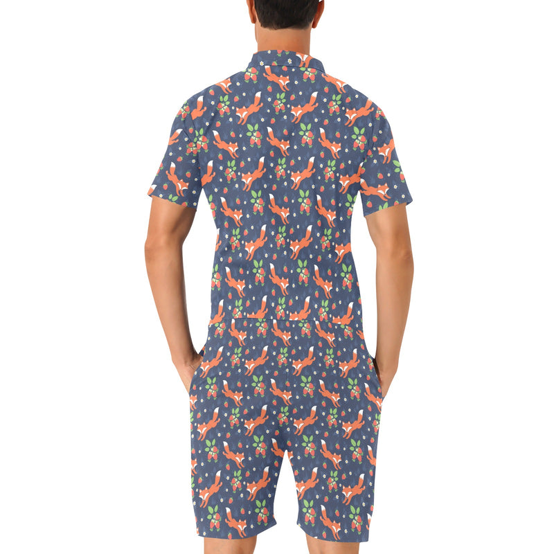 Fox Strawberry Print Pattern Men's Romper