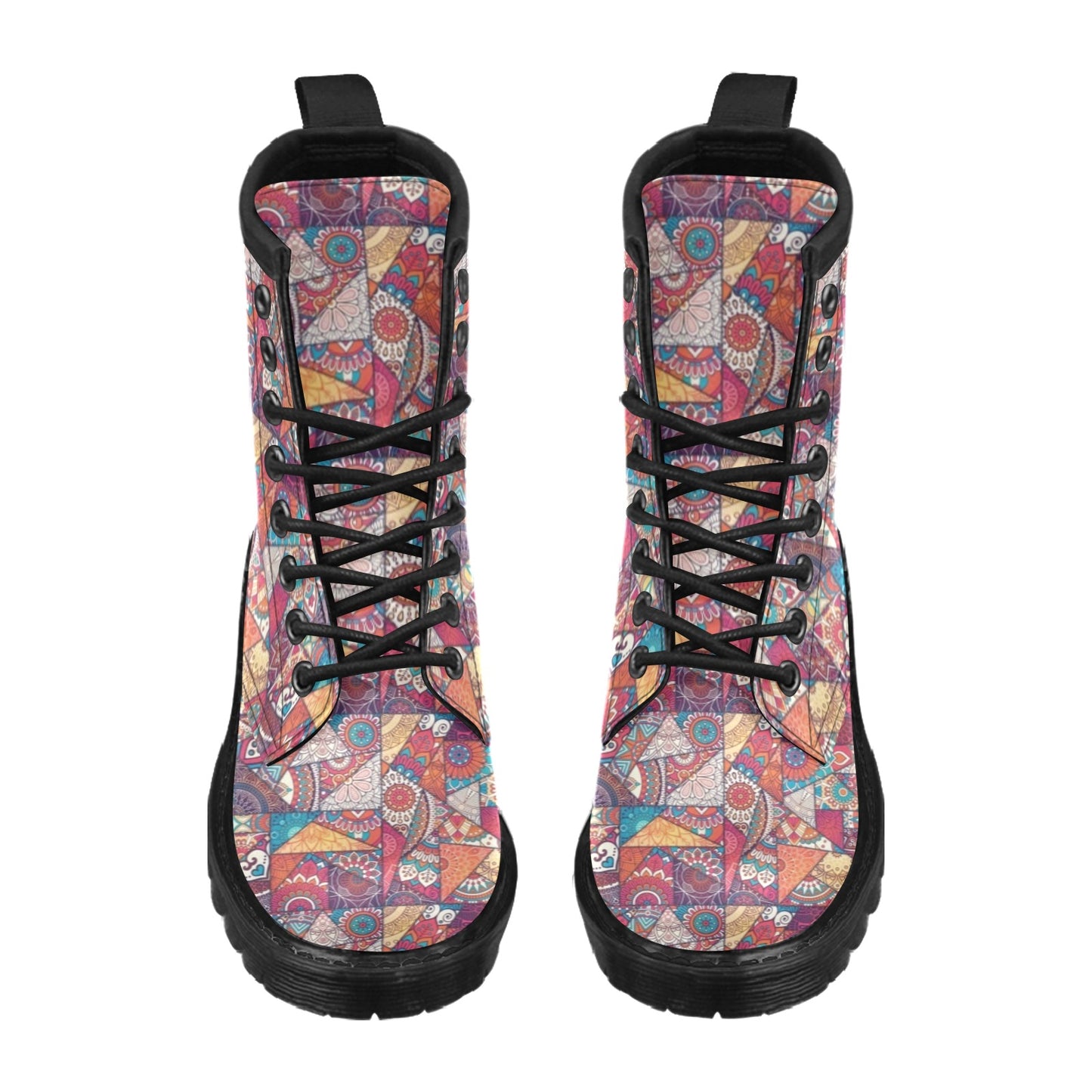 Patchwork Print Design LKS401 Women's Boots