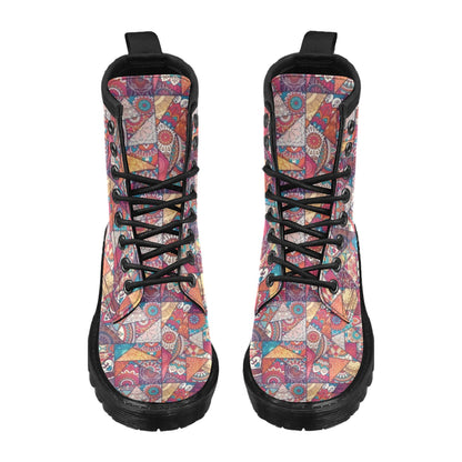 Patchwork Print Design LKS401 Women's Boots