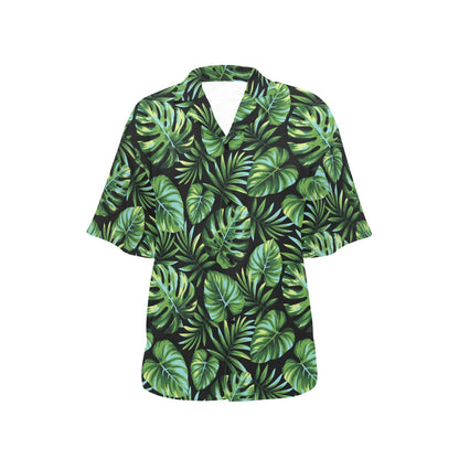 Palm Leaves Pattern Print Design PL013 Women's Hawaiian Shirt