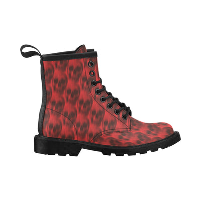 Skull Red Print Design LKS306 Women's Boots