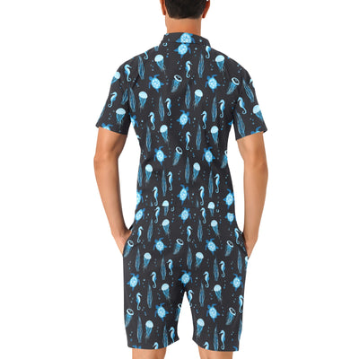 Sea Turtle Jelly Fish Sea Horse Print Design LKS3014 Men's Romper