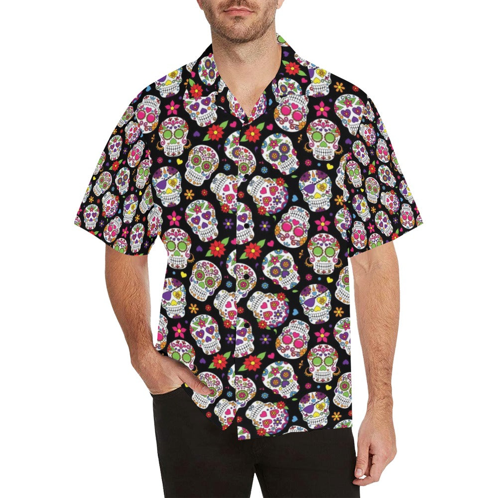 Sugar Skull Print Design LKS302 Men's Hawaiian Shirt