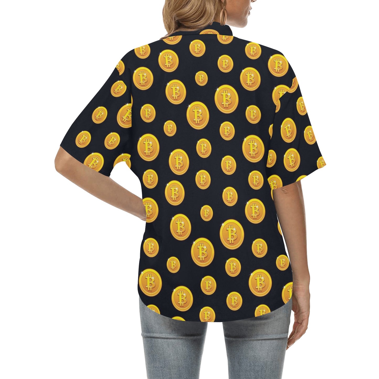 Bitcoin Pattern Print Design DO04 Women's Hawaiian Shirt