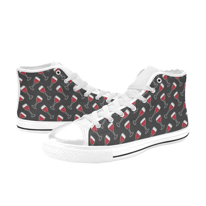 Wine Print Design LKS308 High Top Women's White Shoes