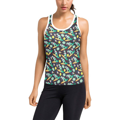 Surfboard T Rex Print Design LKS301 Women's Racerback Tank Top