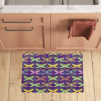 Dragonfly Neon Color Print Pattern Kitchen Mat