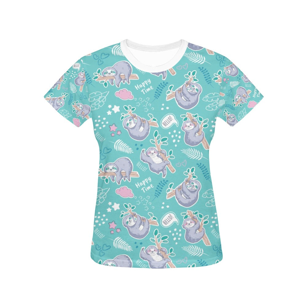 Sloth Print Design LKS309 Women's  T-shirt