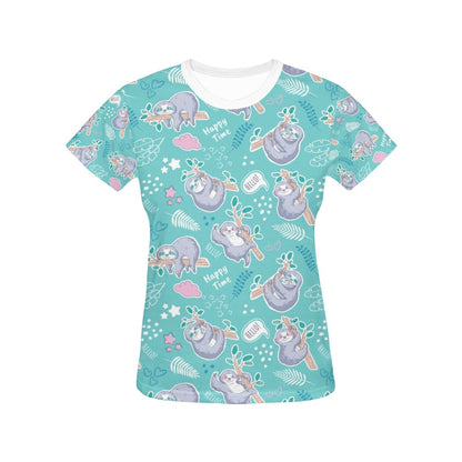 Sloth Print Design LKS309 Women's  T-shirt
