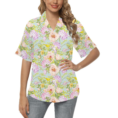 Hydrangea Pattern Print Design HD02 Women's Hawaiian Shirt