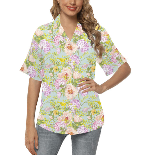 Hydrangea Pattern Print Design HD02 Women's Hawaiian Shirt