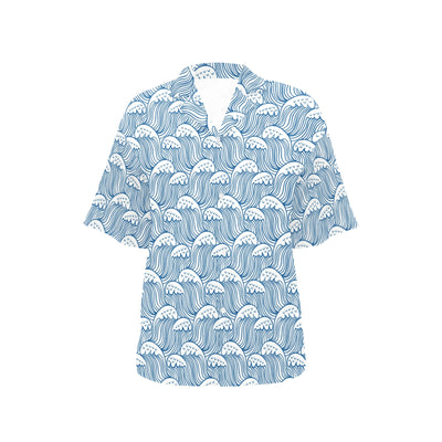 Wave Print Design LKS306 Women's Hawaiian Shirt