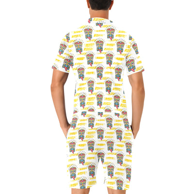 Tiki Smile Mask Print Pattern Men's Romper