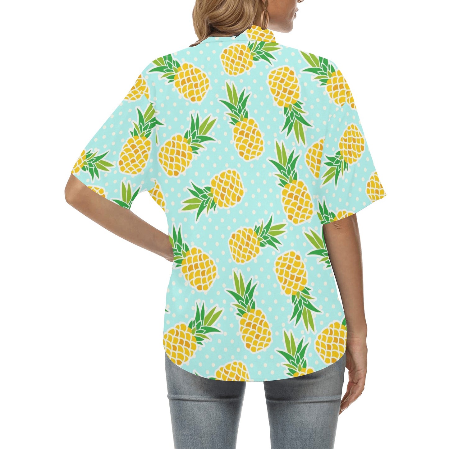 Pineapple Pattern Print Design PP01 Women's Hawaiian Shirt