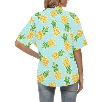 Pineapple Pattern Print Design PP01 Women's Hawaiian Shirt