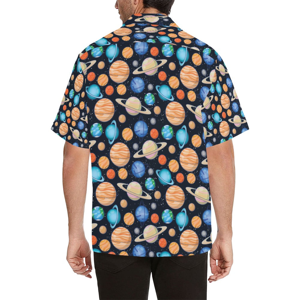 Planet Colorful Print Design LKS301 Men's Hawaiian Shirt