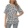 Snow Leopard Skin Print Women's Hawaiian Shirt