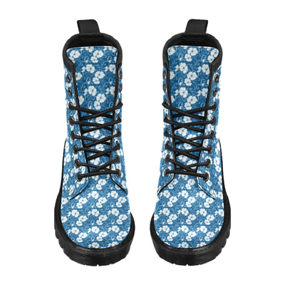 Hibiscus Blue Flower Hawaiian Print Women's Boots