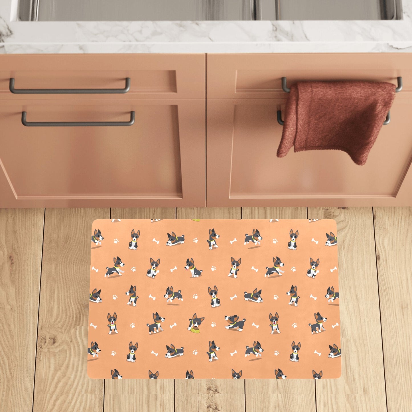 Basenji Pattern Print Design 01 Kitchen Mat